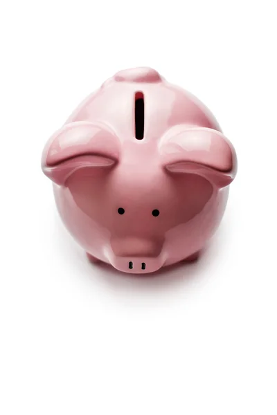 Kleine roze piggy bank op wit — Stockfoto