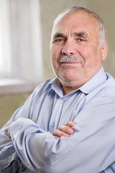 Portrait of a Caucasian senior man with mustache — Stock Photo, Image