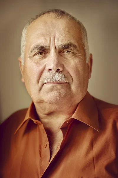 Portrait of an elderly man with a moustache — Stock Photo, Image