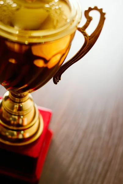 Detail van de greep op een gouden trofee — Stockfoto