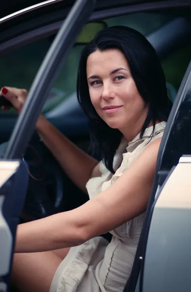 Young girl in car — Stock Photo, Image