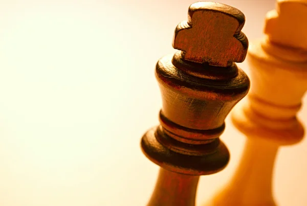 Macro Wooden King Chess Piece on White Background — Stock Photo, Image