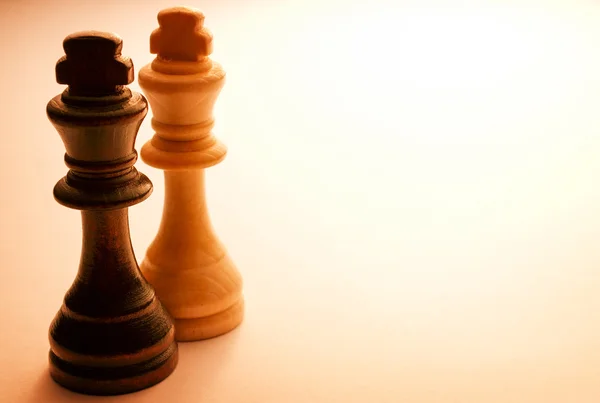 Two Standing Wooden King Chess Pieces — Stock Photo, Image