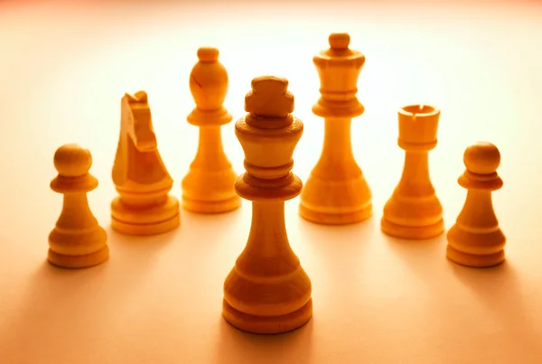 Wooden White Chess Pieces Set — Stock Photo, Image