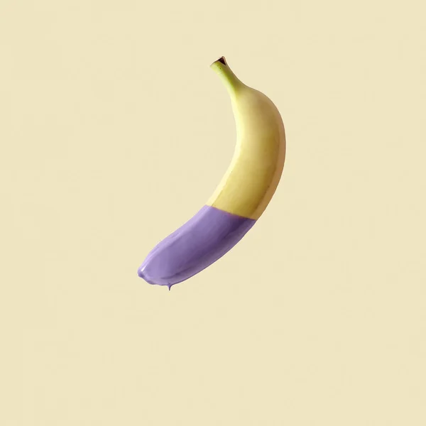 Minimalt Samtida Koncept Tropisk Exotisk Sommarbanan Lila Färg Banan Färg — Stockfoto