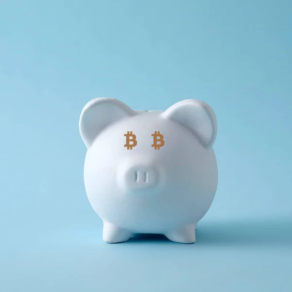 Piggy Piggy Bank Savings Finance Deposit Concept Bitcoin Crypto Currency — Stockfoto