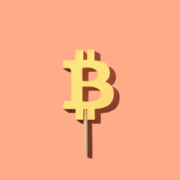 Bitcoin Symbol Ice Cream Stick Creative Concept Mining Crypto Money — Stockfoto