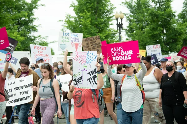 Protesters Gather Bans Our Bodies March Support Abortion Rights May — Stock Fotó
