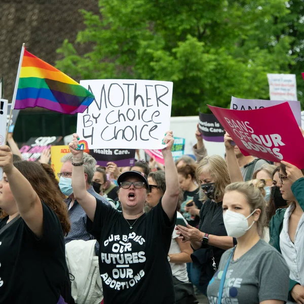 Protesters Gather Bans Our Bodies March Support Abortion Rights May — Stock Fotó