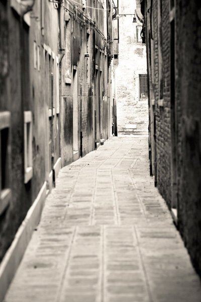 Typical Venetian street. Black & White