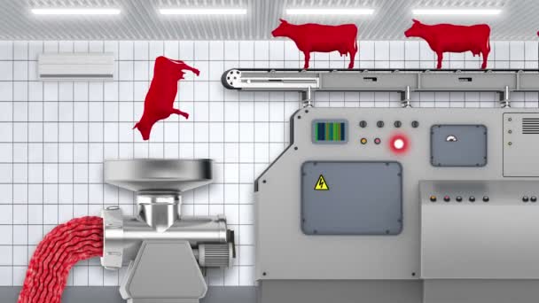 Завод з переробки м'яса — стокове відео