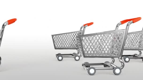 Supermarket trolley. 3D animation — Stock Video