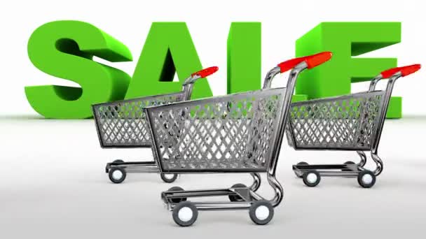 Supermarket trolley. Sale. — Stock Video