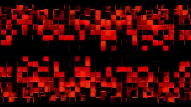Siyah zemin üzerinde kare mozaik hücrelerin soyut çizgileri — Stok video
