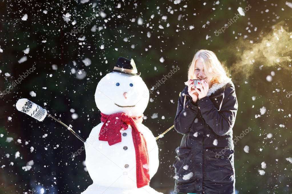 Tea time with a snowman