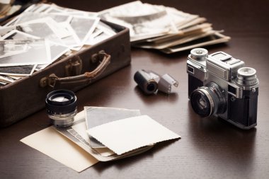 Old photos and photo equipment clipart