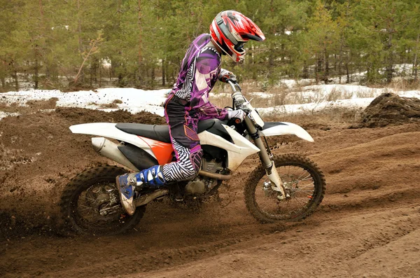 MX rider problem in turn motocross track — Stock Photo, Image