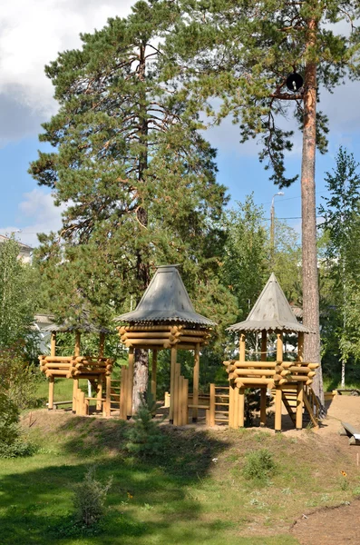 Baby gazebos made of logs — Stock Photo, Image