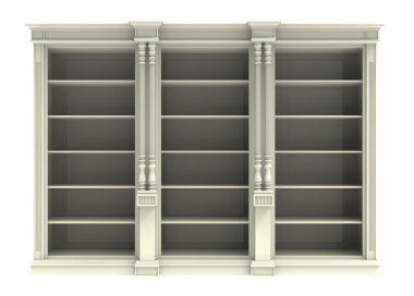 Beyaz kabine raflar ile