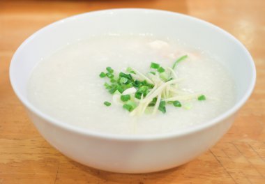 rice porridge or gruel with Seafood  clipart