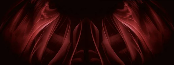 Abstraktní Hedvábí Červené Vlny Tmavém Pozadí Banner Design Styl — Stock fotografie