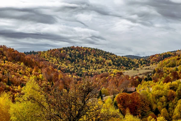 Krásné Podzimní Krajiny Rumunských Horách Fantanele Vesnice Oblasti Sibiu Kraj — Stock fotografie