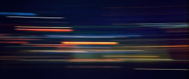 Karanlık arkaplanda soyut ışık izleri, hareket bulanıklığı illüstrasyonu