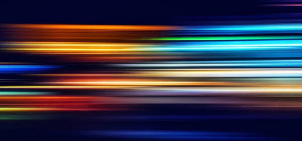 Abstrakta Rainbow Ljusspår Den Mörkblå Bakgrunden Rörelse Oskärpa Illustration Design — Stockfoto