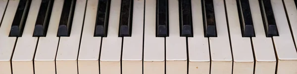 Closeup Old Black White Piano Keys — Stock Photo, Image