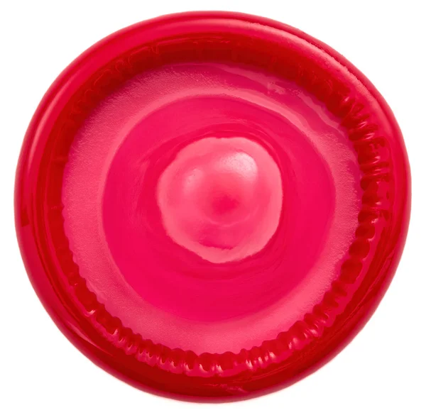 白色背景上的红色避孕套 — 图库照片