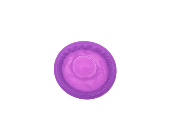 Condón Púrpura Sobre Fondo Blanco — Foto de Stock