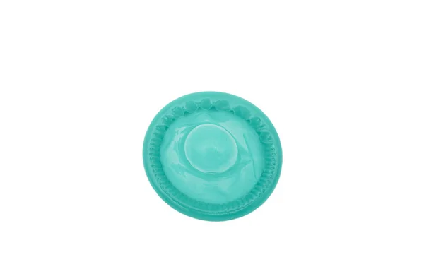Aqua Kondom Bílém Pozadí — Stock fotografie