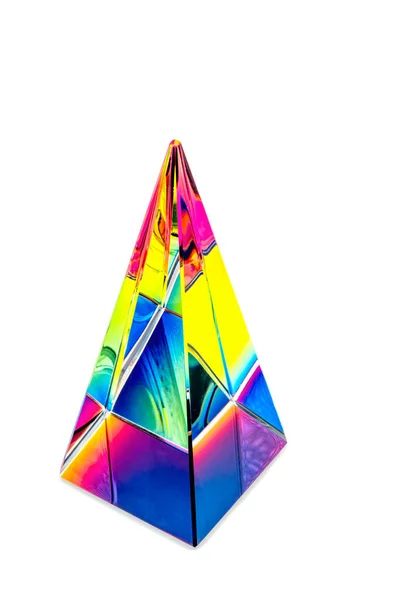 Prisma Pirámide Vidrio Con Reflejo Luz Colores Fondo Con Espacio — Foto de Stock