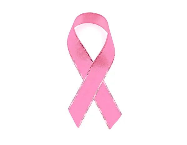 Rózsaszín Selyem Szalag Szimbólum Aids Tudatosság Izolált Fehér Háttér — Stock Fotó