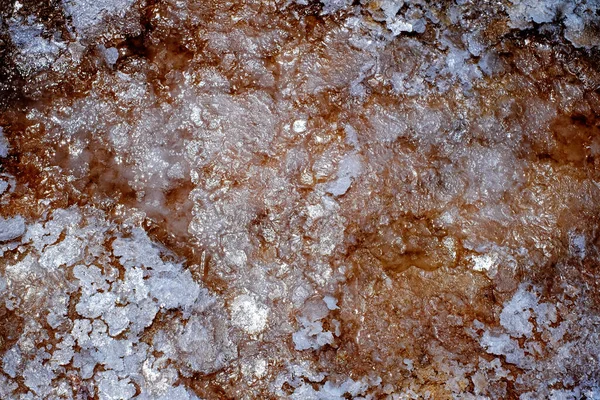 马耳他卡米诺岛蓝色泻湖石灰岩上的盐晶 — 图库照片