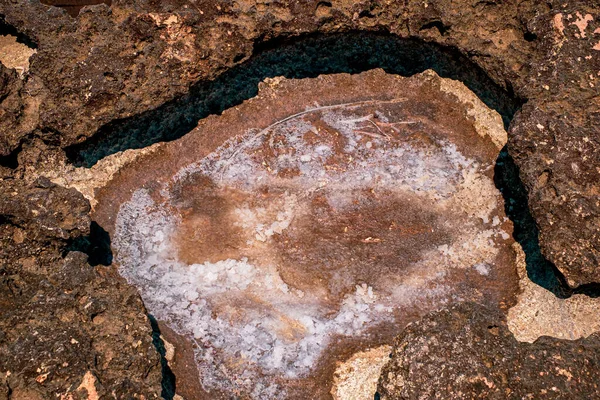 Cristalli Sale Roccia Calcarea Laguna Blu Isola Camino Malta — Foto Stock