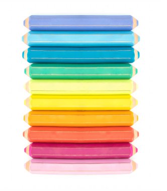 colorful eraser in shaped pencil on white background