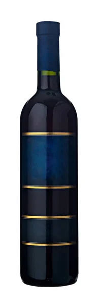 Black Wine Bottle Label White Background — Stock Fotó