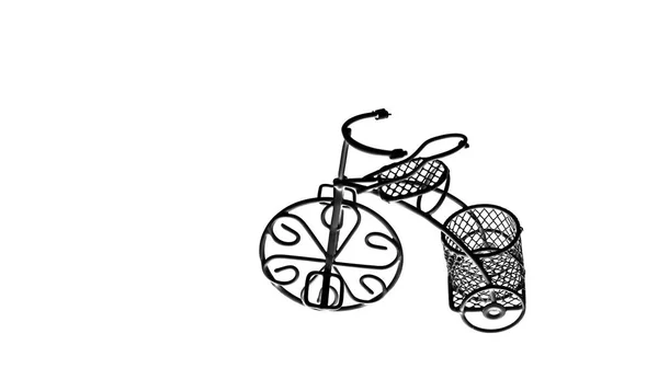 Black Wire Bicycle Basket White Background — Zdjęcie stockowe