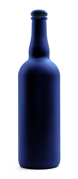 Blue Matte Wine Bottle White Background — Stock Photo, Image