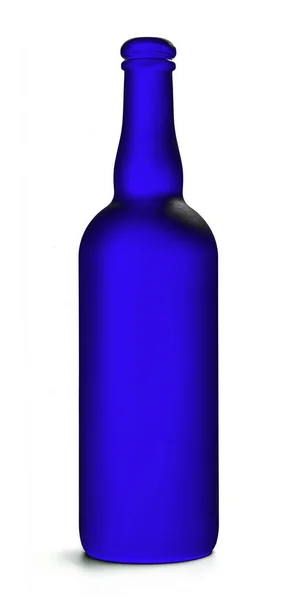 Blue Wine Bottle White Background — Stock Photo, Image