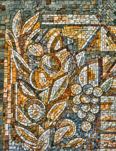 Colorful Old Stone Mosaic Wall Bright Tiles — Fotografia de Stock