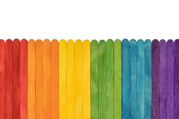 Colorful Rainbow Wooden Popsicles Colors Lgbt Flag White Background Copy — Stock Fotó