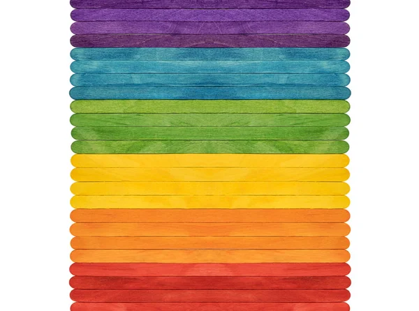 Colorful Rainbow Wooden Popsicles Colors Lgbt Flag White Background Copy — Fotografia de Stock