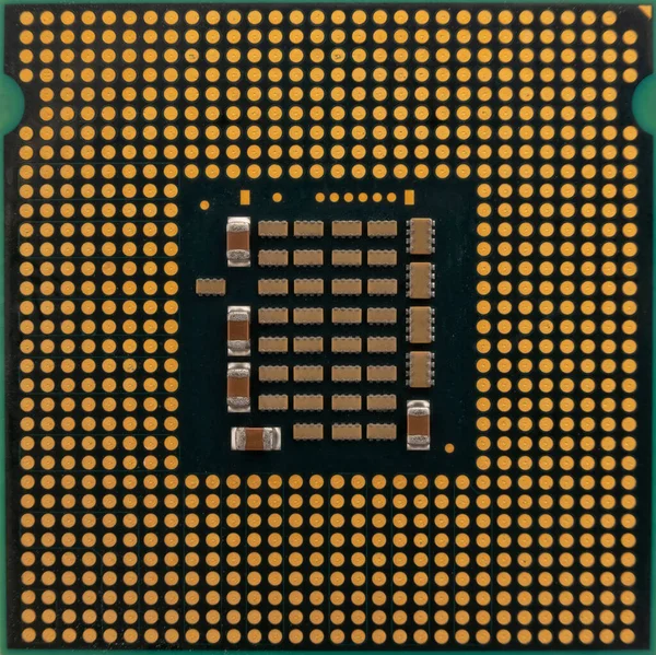 Computer Cpu Processor Chip View Bottom Side Pin Connectors — Fotografia de Stock