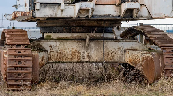 Crawler Excavator Abandoned Close View — 图库照片