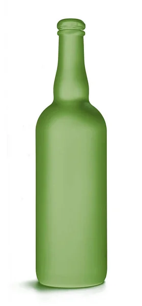 Зеленая Бутылка Белом Фоне — стоковое фото