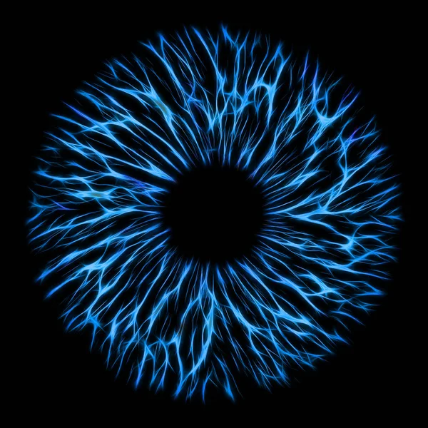 Εικονογράφηση Ενός Μπλε Ηλεκτροφόρα Ανθρώπινη Ίριδα Μαύρο Φόντο Δημιουργικός Γραφιστικός — Φωτογραφία Αρχείου