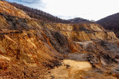 old abandoned copper and gold surface mine in Apuseni mountains, Romania