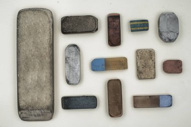 old vintage eraser on old paper